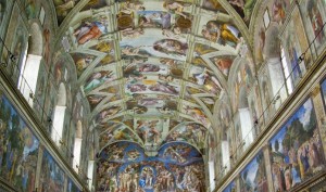Fotografía de los frescos de la bóveda de la Capilla sixtina