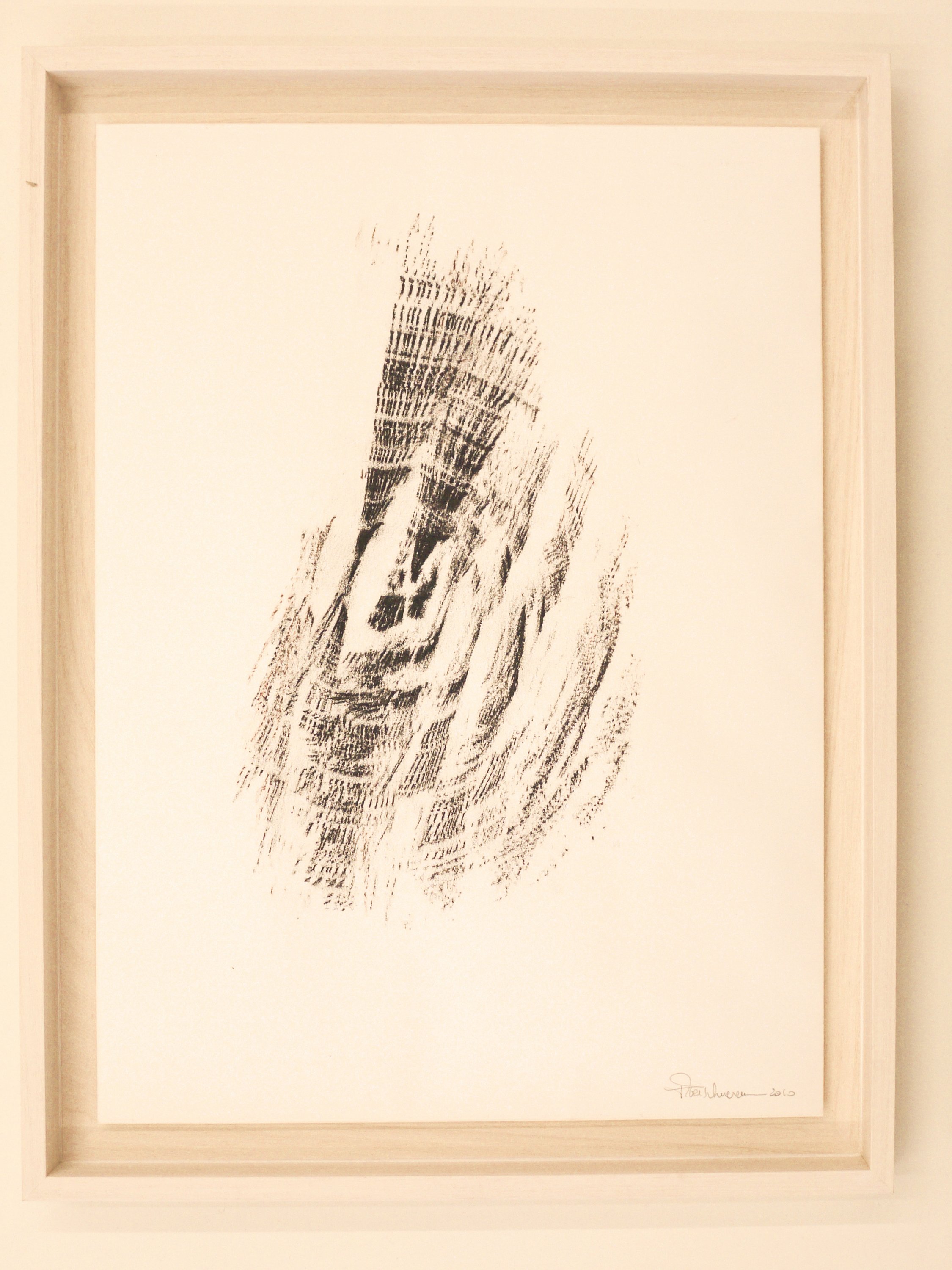 Bob Verschueren, ST (frottage), 2010, Frottage con carboncillo en tronco de roble sobre papel, 40x30 cm, 690 €